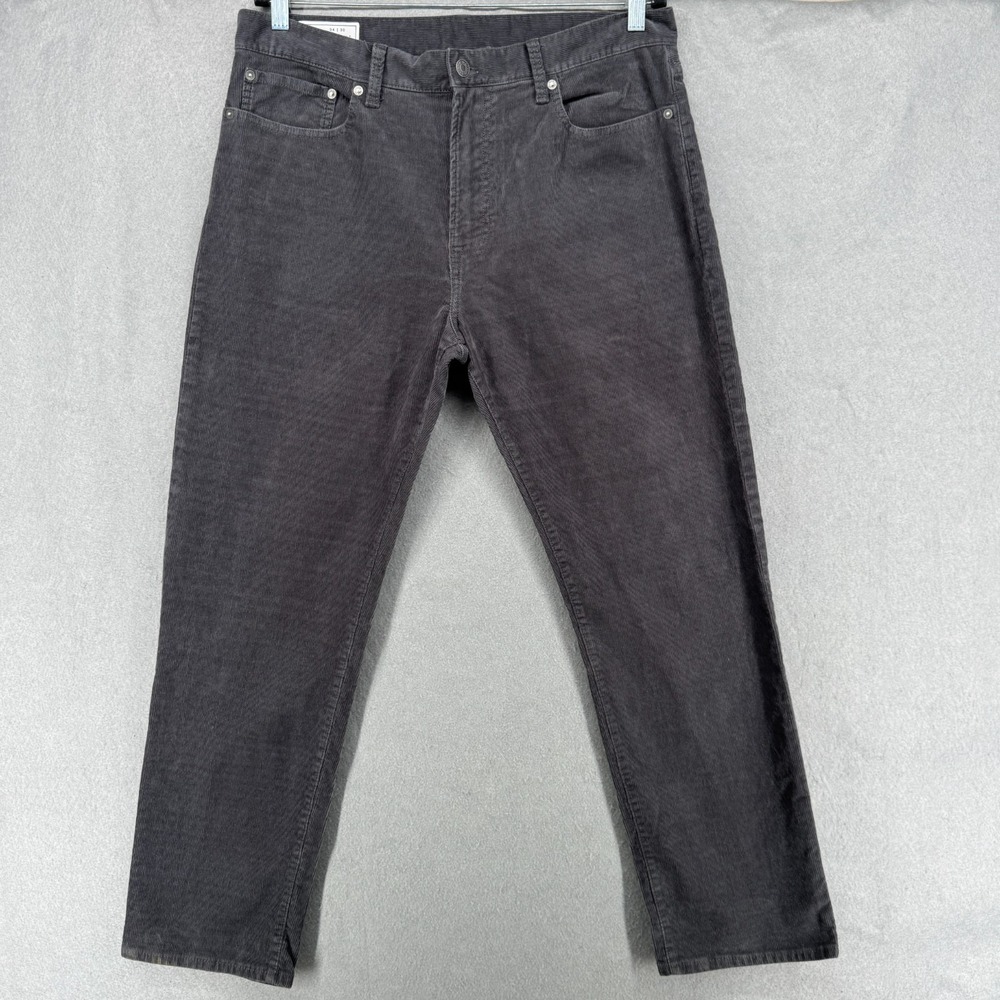 Gap Corduroy Pants Mens Gray Straight Preppy Flat Front Size 36x29.5 (tag 34x30)